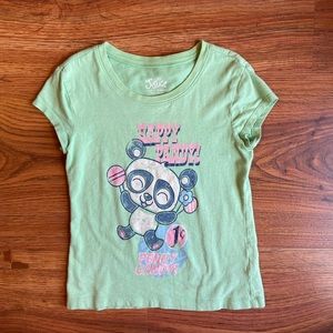 Justice girls sage green panda tee shirt size 6